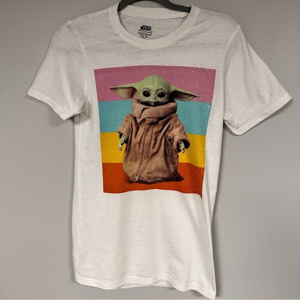 Star Wars White Baby Yoda Short Sleeve Tee, Sml